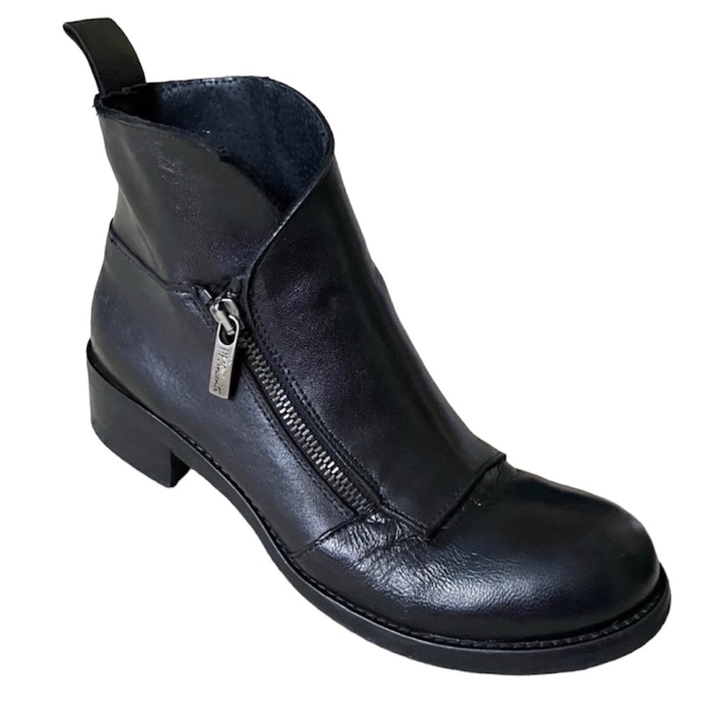 Pierfrancesco Vincenti made in Italy black leather side zip ankle boots sz 8/38